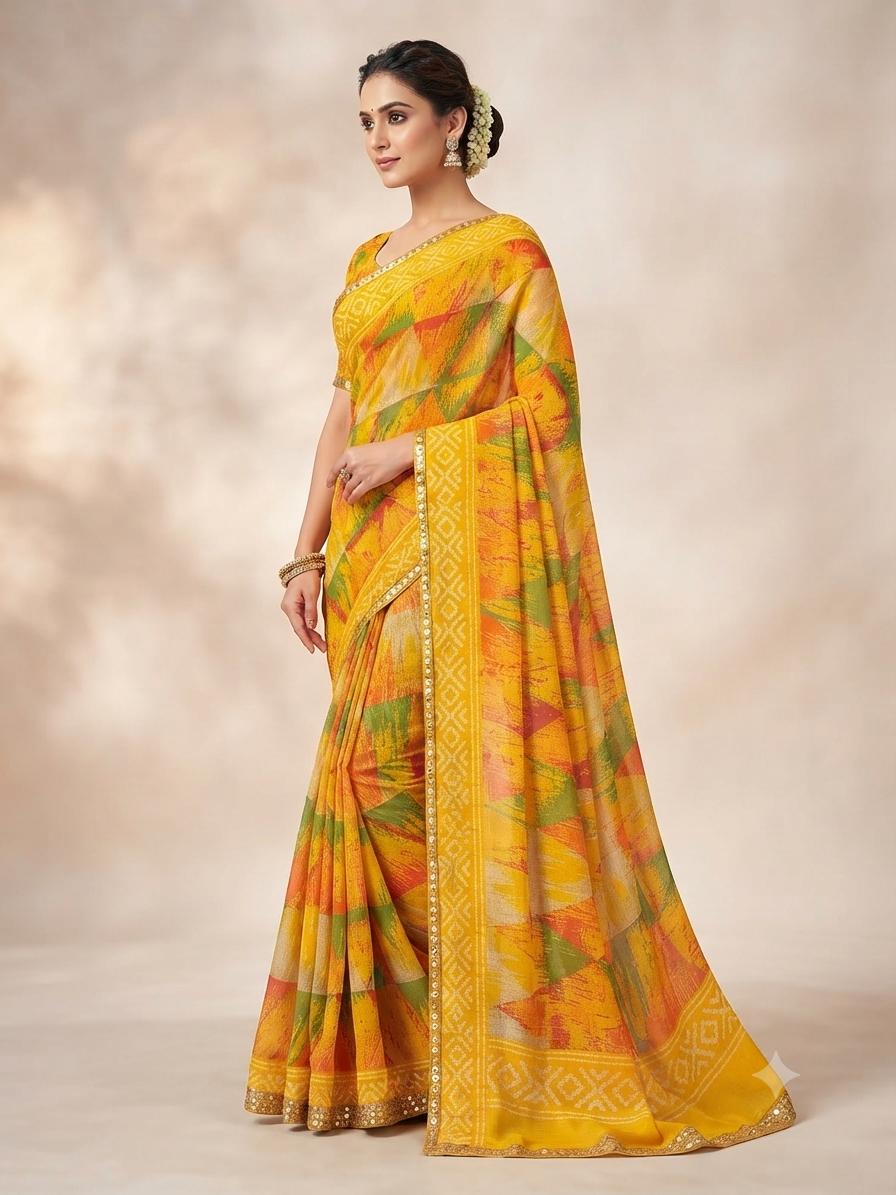 Yellow saree from the collection